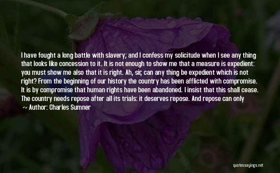 Charles Sumner Quotes: I Have Fought A Long Battle With Slavery; And I Confess My Solicitude When I See Any Thing That Looks