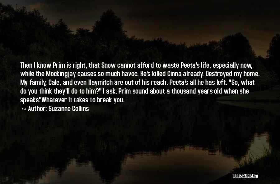 Suzanne Collins Quotes: Then I Know Prim Is Right, That Snow Cannot Afford To Waste Peeta's Life, Especially Now, While The Mockingjay Causes