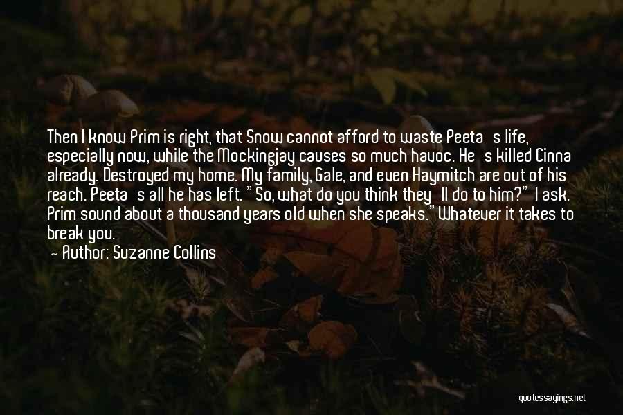 Suzanne Collins Quotes: Then I Know Prim Is Right, That Snow Cannot Afford To Waste Peeta's Life, Especially Now, While The Mockingjay Causes