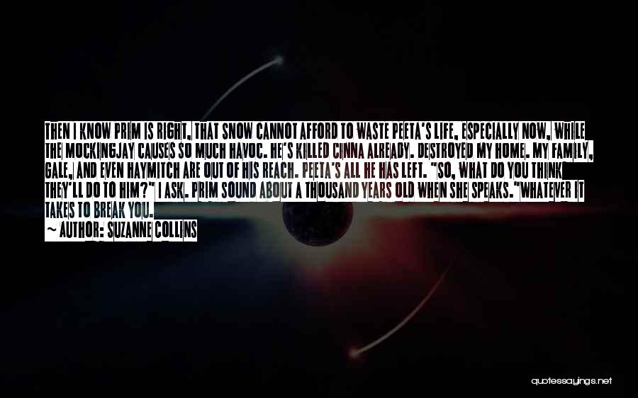 Suzanne Collins Quotes: Then I Know Prim Is Right, That Snow Cannot Afford To Waste Peeta's Life, Especially Now, While The Mockingjay Causes