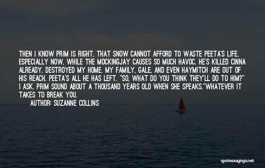 Suzanne Collins Quotes: Then I Know Prim Is Right, That Snow Cannot Afford To Waste Peeta's Life, Especially Now, While The Mockingjay Causes