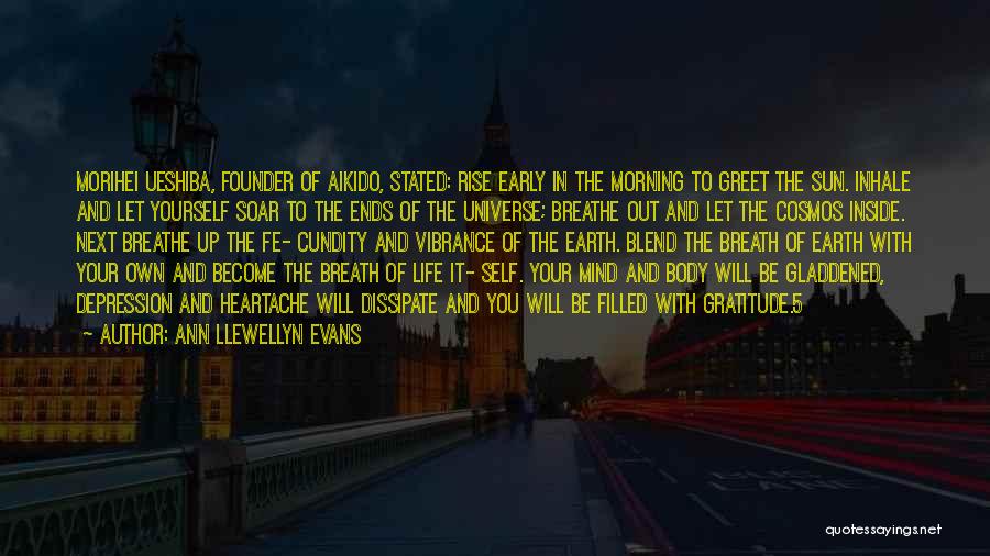 Ann Llewellyn Evans Quotes: Morihei Ueshiba, Founder Of Aikido, Stated: Rise Early In The Morning To Greet The Sun. Inhale And Let Yourself Soar