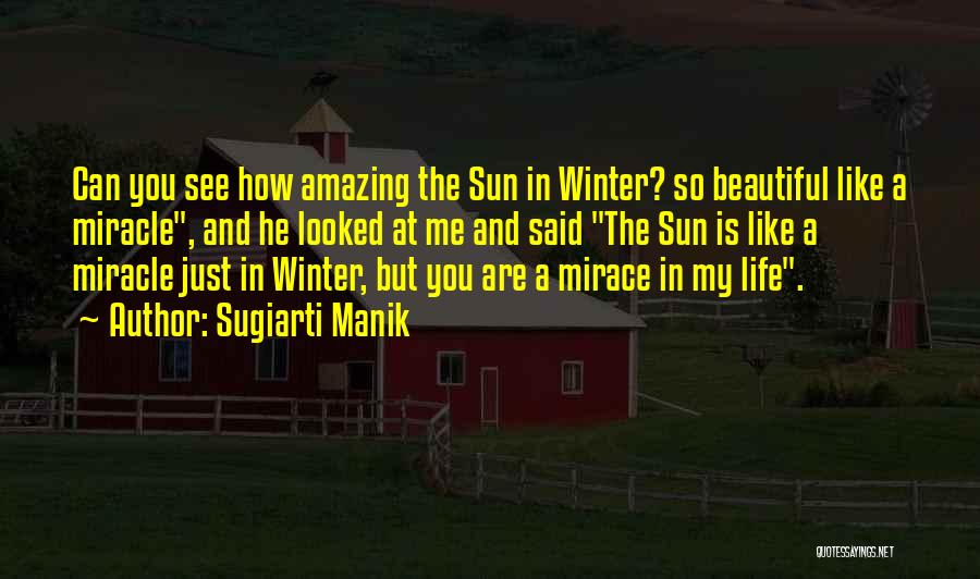 Sugiarti Manik Quotes: Can You See How Amazing The Sun In Winter? So Beautiful Like A Miracle, And He Looked At Me And