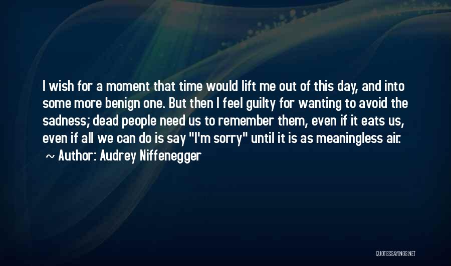 Audrey Niffenegger Quotes: I Wish For A Moment That Time Would Lift Me Out Of This Day, And Into Some More Benign One.