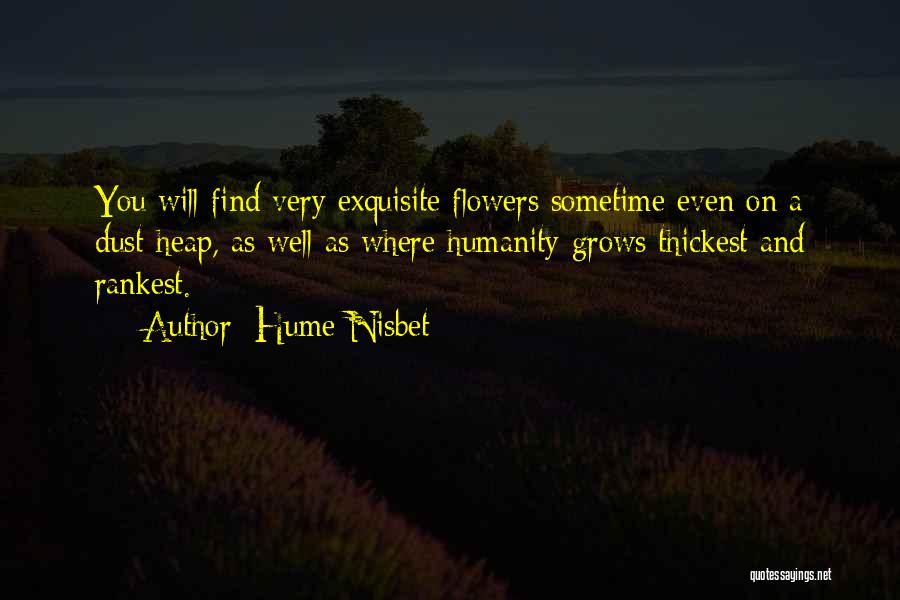 Hume Nisbet Quotes: You Will Find Very Exquisite Flowers Sometime Even On A Dust-heap, As Well As Where Humanity Grows Thickest And Rankest.
