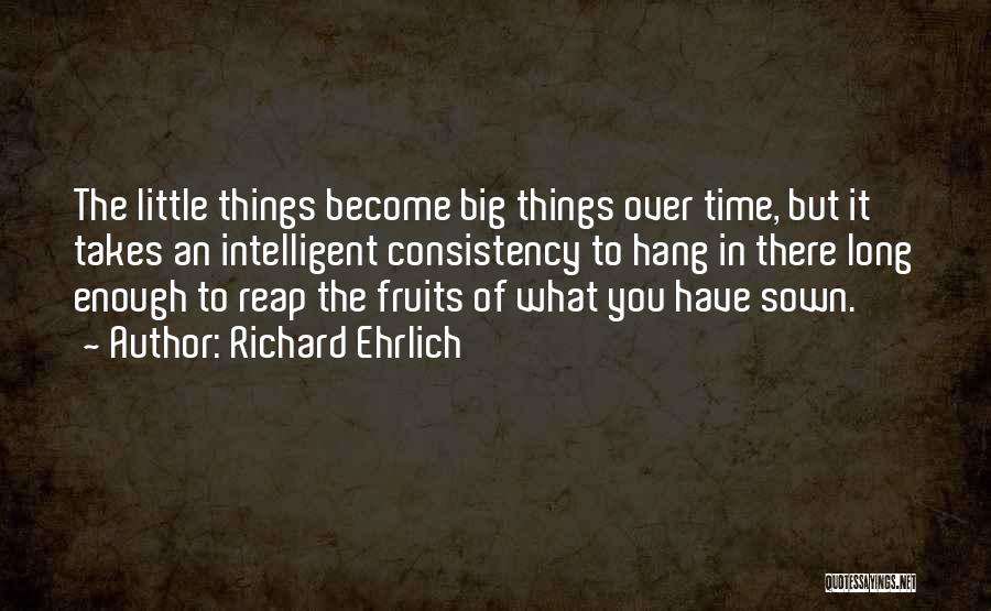 Richard Ehrlich Quotes: The Little Things Become Big Things Over Time, But It Takes An Intelligent Consistency To Hang In There Long Enough