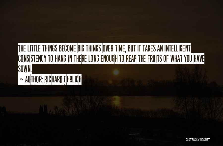 Richard Ehrlich Quotes: The Little Things Become Big Things Over Time, But It Takes An Intelligent Consistency To Hang In There Long Enough