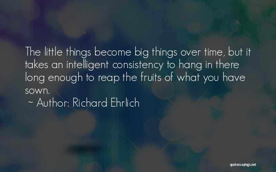 Richard Ehrlich Quotes: The Little Things Become Big Things Over Time, But It Takes An Intelligent Consistency To Hang In There Long Enough