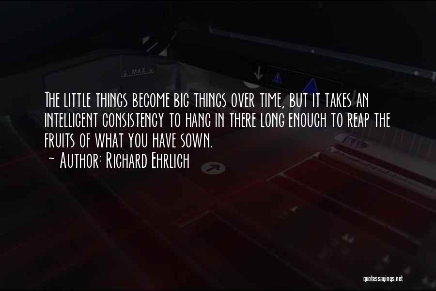 Richard Ehrlich Quotes: The Little Things Become Big Things Over Time, But It Takes An Intelligent Consistency To Hang In There Long Enough
