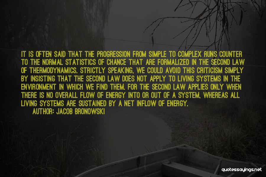 Jacob Bronowski Quotes: It Is Often Said That The Progression From Simple To Complex Runs Counter To The Normal Statistics Of Chance That