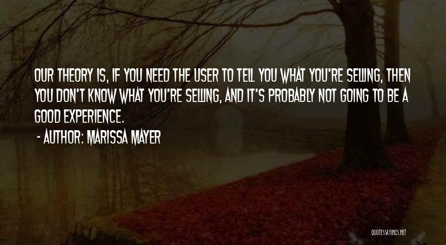 Marissa Mayer Quotes: Our Theory Is, If You Need The User To Tell You What You're Selling, Then You Don't Know What You're
