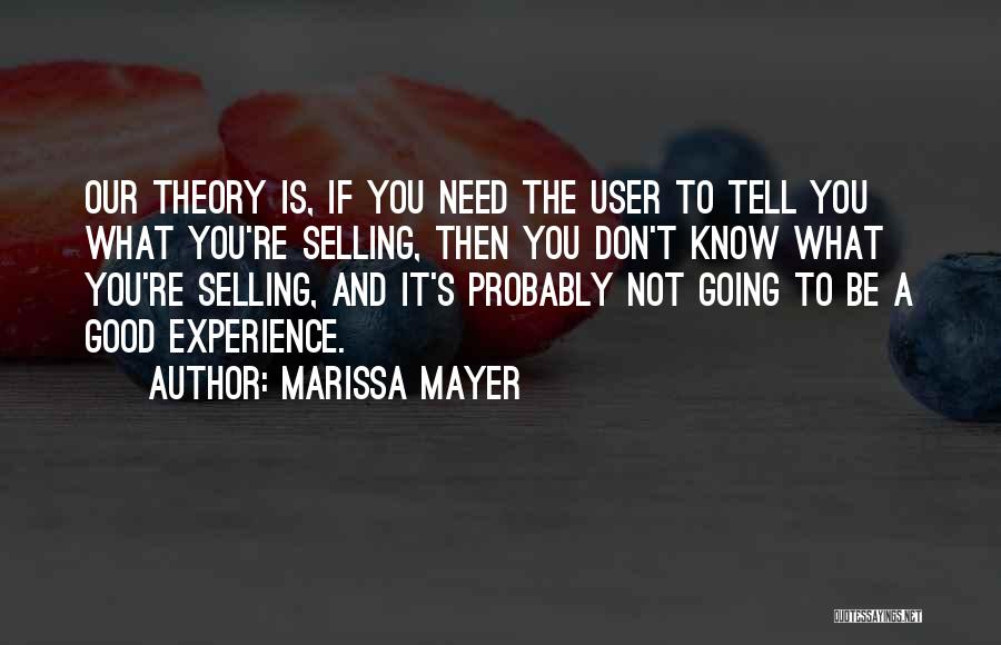 Marissa Mayer Quotes: Our Theory Is, If You Need The User To Tell You What You're Selling, Then You Don't Know What You're