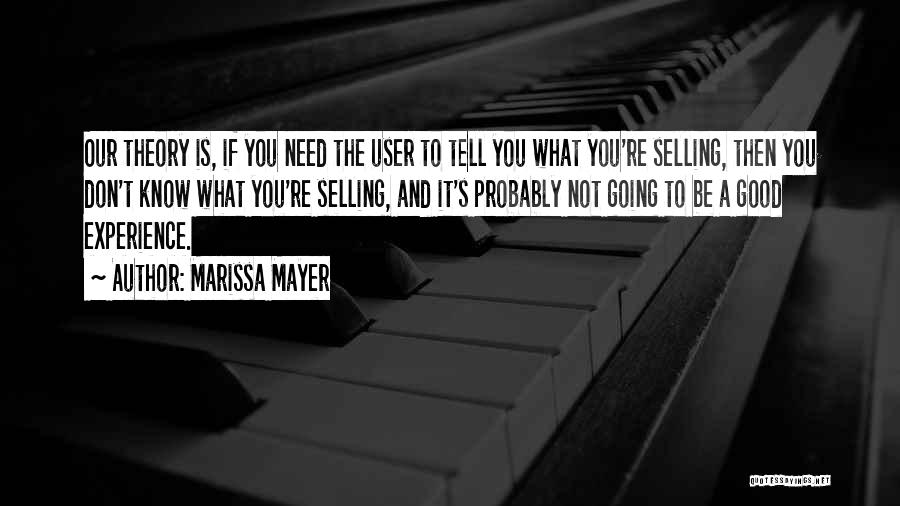 Marissa Mayer Quotes: Our Theory Is, If You Need The User To Tell You What You're Selling, Then You Don't Know What You're