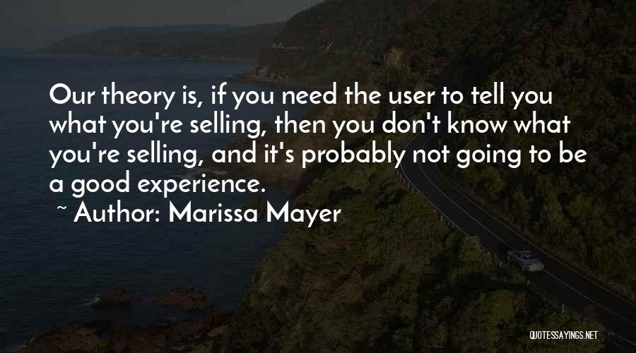 Marissa Mayer Quotes: Our Theory Is, If You Need The User To Tell You What You're Selling, Then You Don't Know What You're