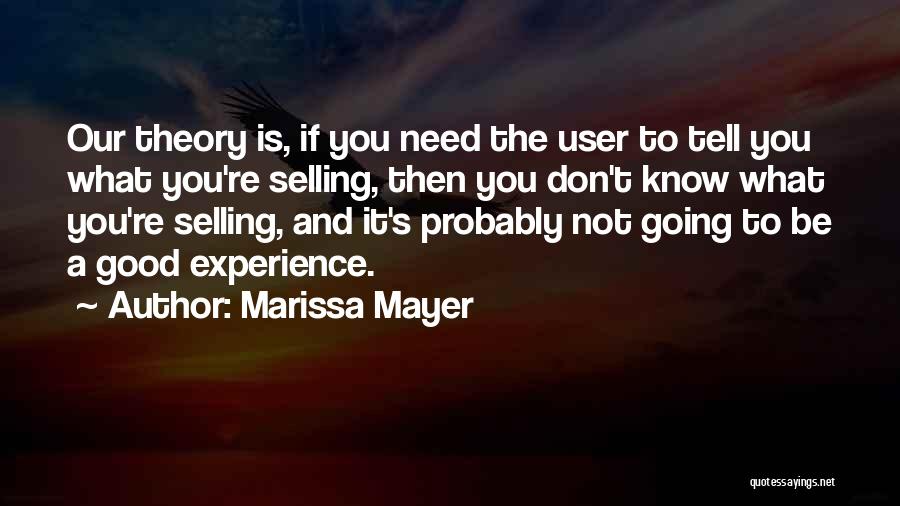 Marissa Mayer Quotes: Our Theory Is, If You Need The User To Tell You What You're Selling, Then You Don't Know What You're