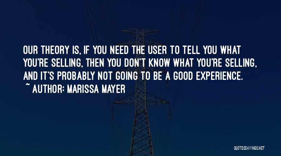 Marissa Mayer Quotes: Our Theory Is, If You Need The User To Tell You What You're Selling, Then You Don't Know What You're