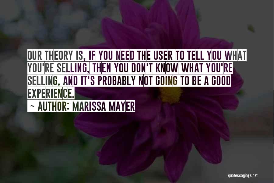 Marissa Mayer Quotes: Our Theory Is, If You Need The User To Tell You What You're Selling, Then You Don't Know What You're