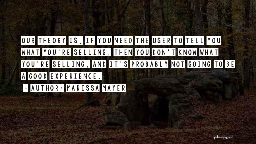 Marissa Mayer Quotes: Our Theory Is, If You Need The User To Tell You What You're Selling, Then You Don't Know What You're