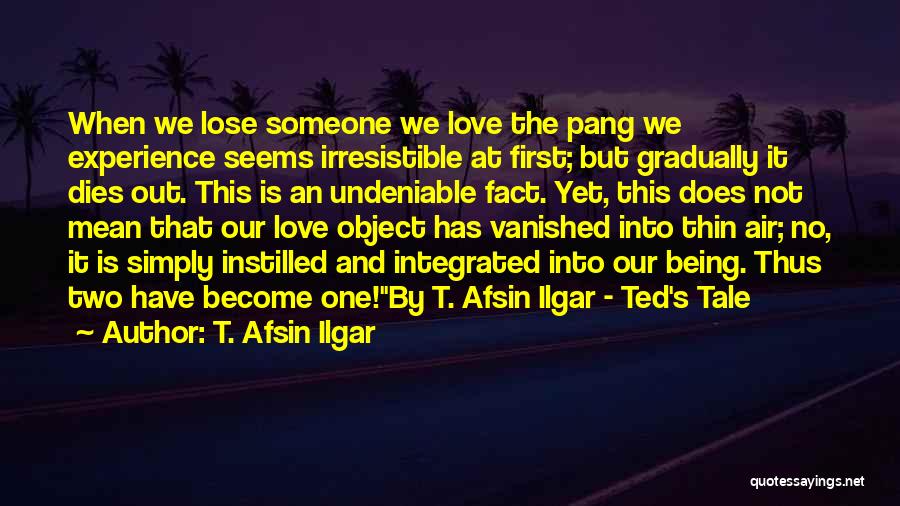 T. Afsin Ilgar Quotes: When We Lose Someone We Love The Pang We Experience Seems Irresistible At First; But Gradually It Dies Out. This