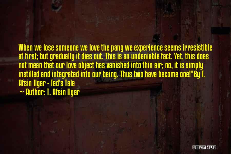 T. Afsin Ilgar Quotes: When We Lose Someone We Love The Pang We Experience Seems Irresistible At First; But Gradually It Dies Out. This