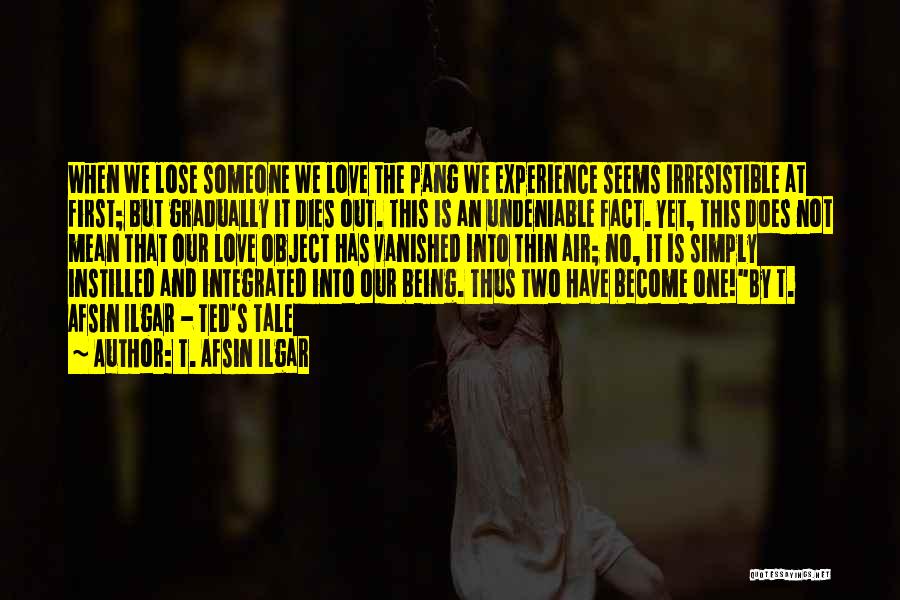 T. Afsin Ilgar Quotes: When We Lose Someone We Love The Pang We Experience Seems Irresistible At First; But Gradually It Dies Out. This