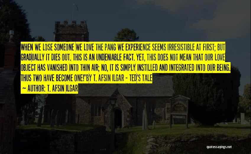 T. Afsin Ilgar Quotes: When We Lose Someone We Love The Pang We Experience Seems Irresistible At First; But Gradually It Dies Out. This