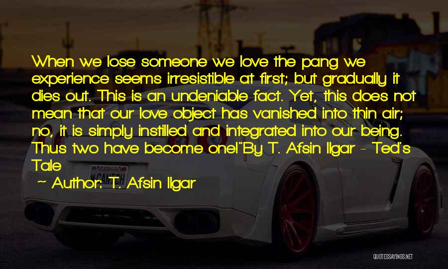 T. Afsin Ilgar Quotes: When We Lose Someone We Love The Pang We Experience Seems Irresistible At First; But Gradually It Dies Out. This