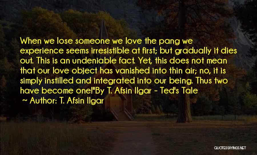 T. Afsin Ilgar Quotes: When We Lose Someone We Love The Pang We Experience Seems Irresistible At First; But Gradually It Dies Out. This