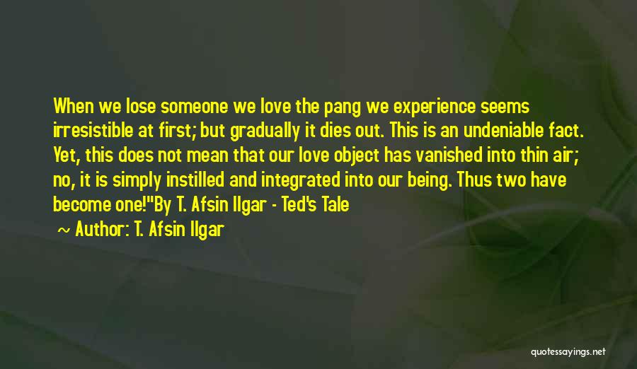 T. Afsin Ilgar Quotes: When We Lose Someone We Love The Pang We Experience Seems Irresistible At First; But Gradually It Dies Out. This