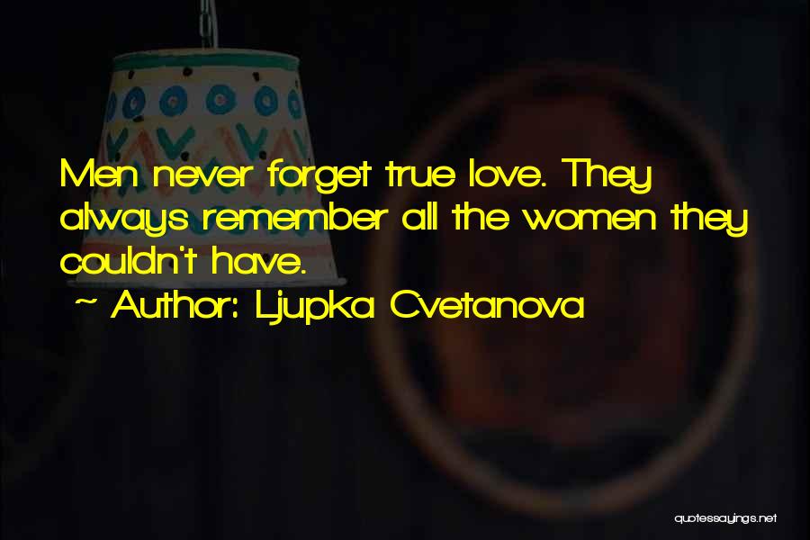 Ljupka Cvetanova Quotes: Men Never Forget True Love. They Always Remember All The Women They Couldn't Have.