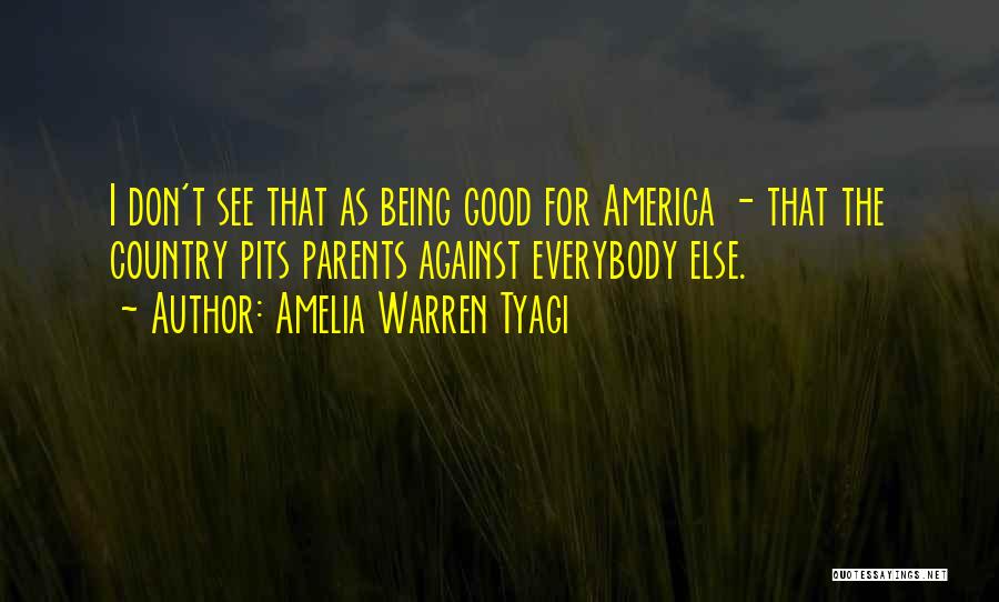 Amelia Warren Tyagi Quotes: I Don't See That As Being Good For America - That The Country Pits Parents Against Everybody Else.