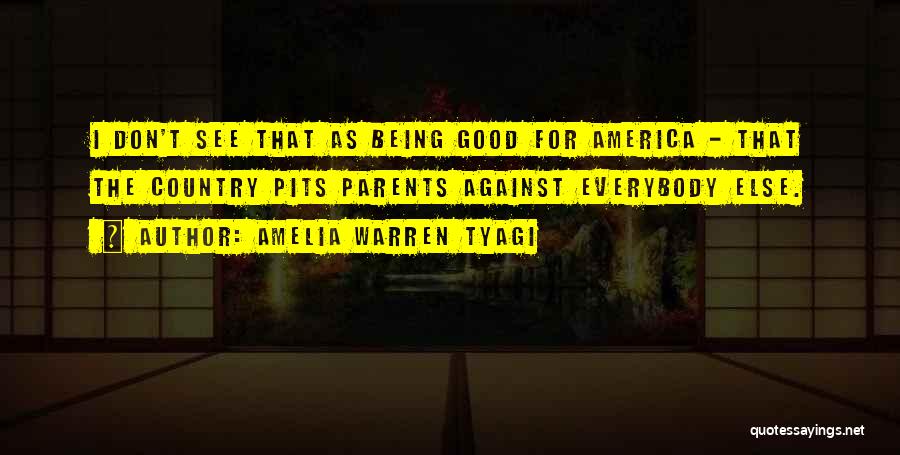 Amelia Warren Tyagi Quotes: I Don't See That As Being Good For America - That The Country Pits Parents Against Everybody Else.