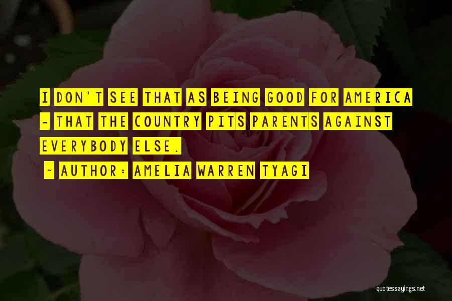 Amelia Warren Tyagi Quotes: I Don't See That As Being Good For America - That The Country Pits Parents Against Everybody Else.