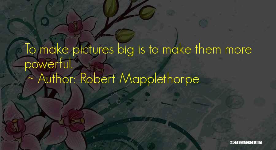 Robert Mapplethorpe Quotes: To Make Pictures Big Is To Make Them More Powerful.