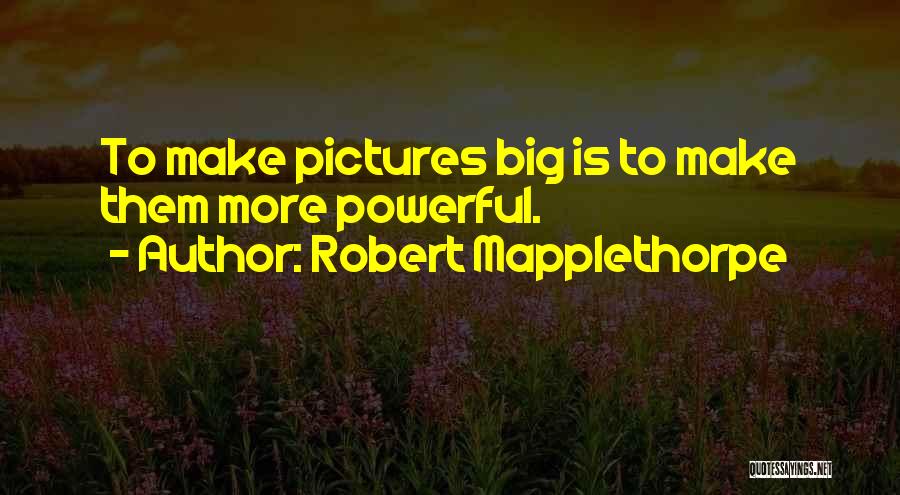 Robert Mapplethorpe Quotes: To Make Pictures Big Is To Make Them More Powerful.