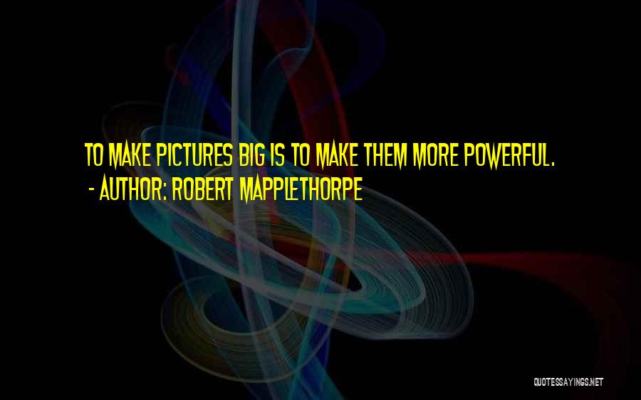 Robert Mapplethorpe Quotes: To Make Pictures Big Is To Make Them More Powerful.