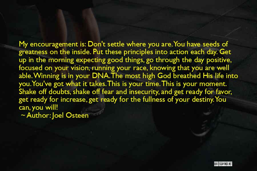 Joel Osteen Quotes: My Encouragement Is: Don't Settle Where You Are. You Have Seeds Of Greatness On The Inside. Put These Principles Into