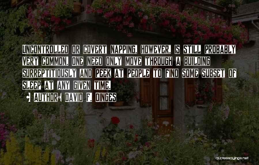 David F. Dinges Quotes: Uncontrolled Or Covert Napping, However, Is Still Probably Very Common. One Need Only Move Through A Building Surreptitiously And Peek