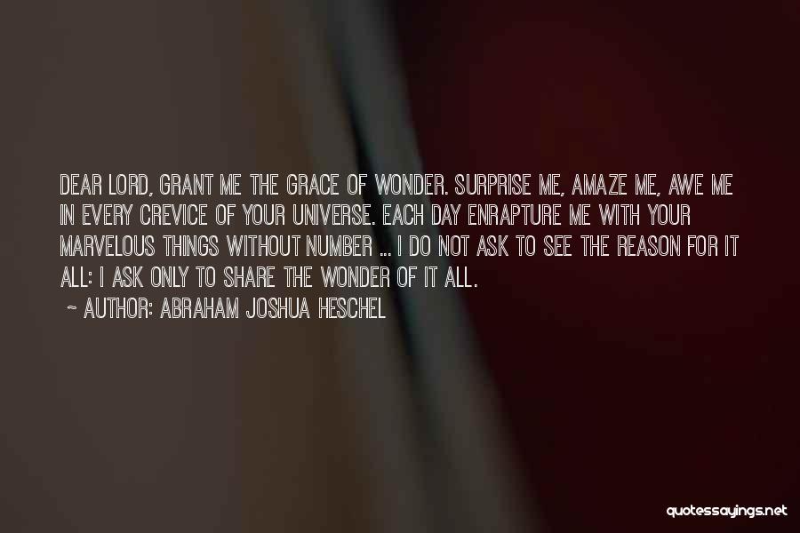 Abraham Joshua Heschel Quotes: Dear Lord, Grant Me The Grace Of Wonder. Surprise Me, Amaze Me, Awe Me In Every Crevice Of Your Universe.