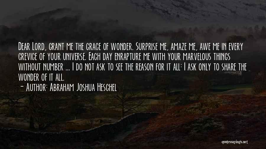 Abraham Joshua Heschel Quotes: Dear Lord, Grant Me The Grace Of Wonder. Surprise Me, Amaze Me, Awe Me In Every Crevice Of Your Universe.