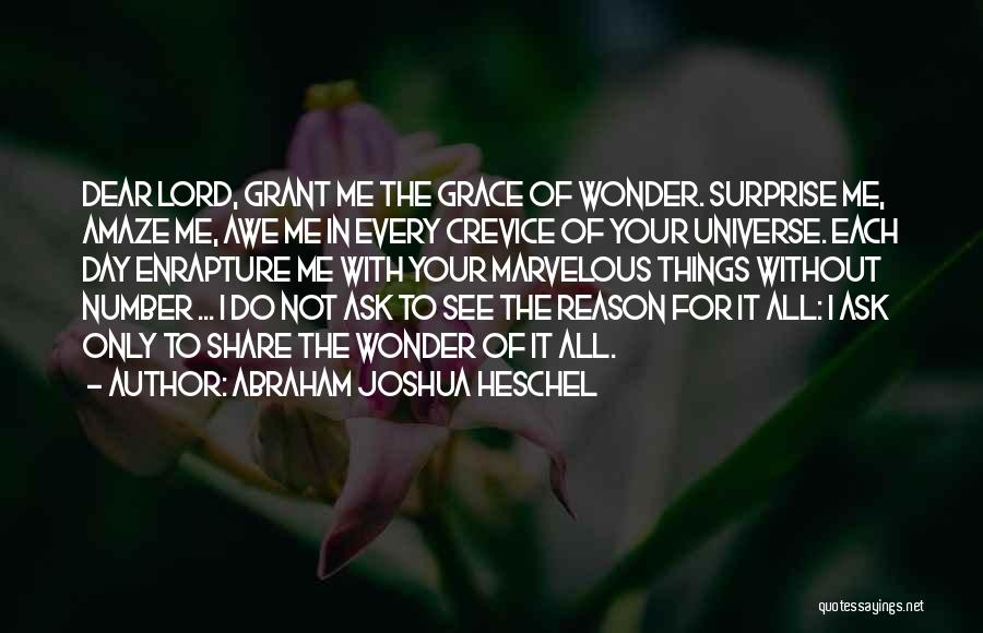 Abraham Joshua Heschel Quotes: Dear Lord, Grant Me The Grace Of Wonder. Surprise Me, Amaze Me, Awe Me In Every Crevice Of Your Universe.