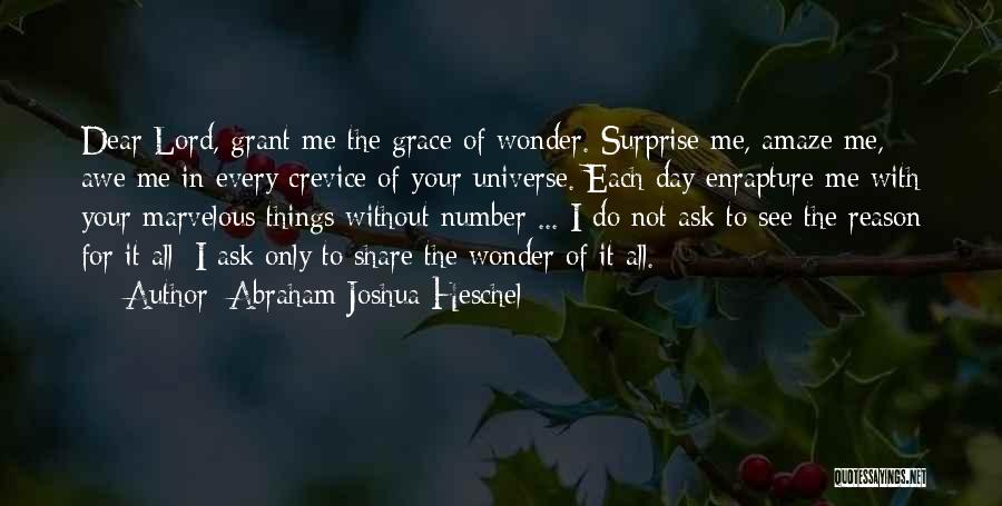 Abraham Joshua Heschel Quotes: Dear Lord, Grant Me The Grace Of Wonder. Surprise Me, Amaze Me, Awe Me In Every Crevice Of Your Universe.