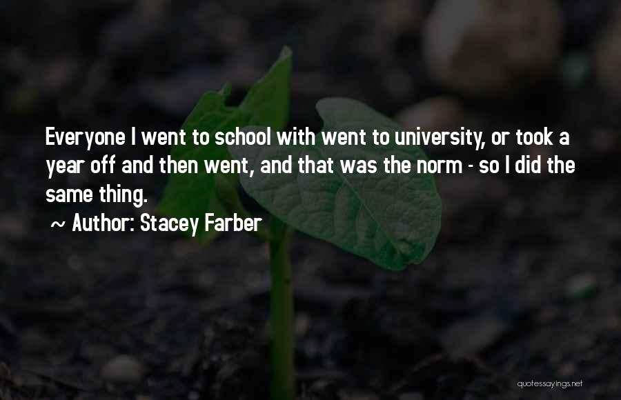 Stacey Farber Quotes: Everyone I Went To School With Went To University, Or Took A Year Off And Then Went, And That Was