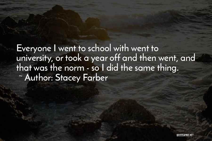 Stacey Farber Quotes: Everyone I Went To School With Went To University, Or Took A Year Off And Then Went, And That Was