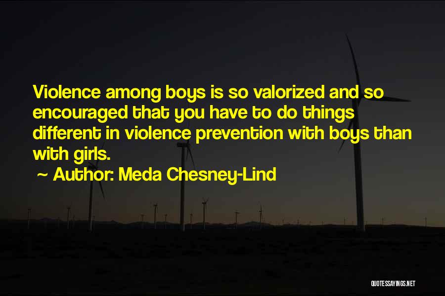 Meda Chesney-Lind Quotes: Violence Among Boys Is So Valorized And So Encouraged That You Have To Do Things Different In Violence Prevention With