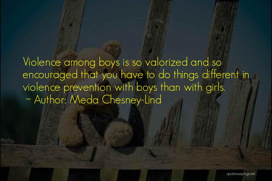 Meda Chesney-Lind Quotes: Violence Among Boys Is So Valorized And So Encouraged That You Have To Do Things Different In Violence Prevention With