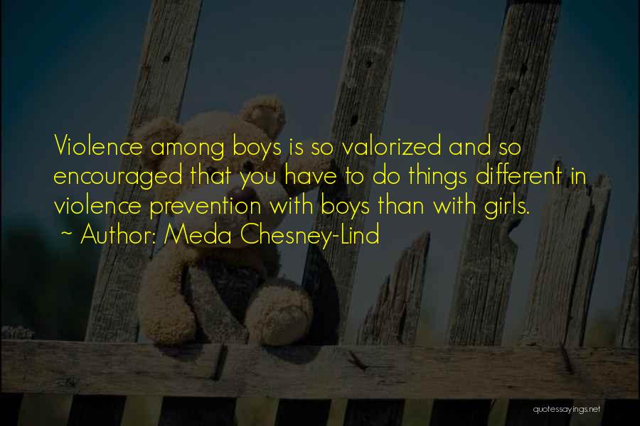 Meda Chesney-Lind Quotes: Violence Among Boys Is So Valorized And So Encouraged That You Have To Do Things Different In Violence Prevention With