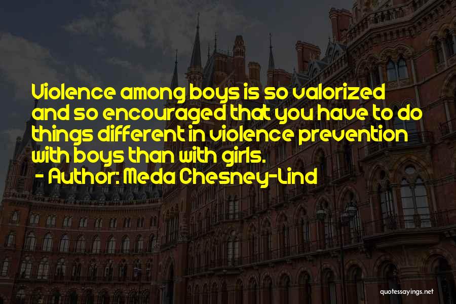 Meda Chesney-Lind Quotes: Violence Among Boys Is So Valorized And So Encouraged That You Have To Do Things Different In Violence Prevention With
