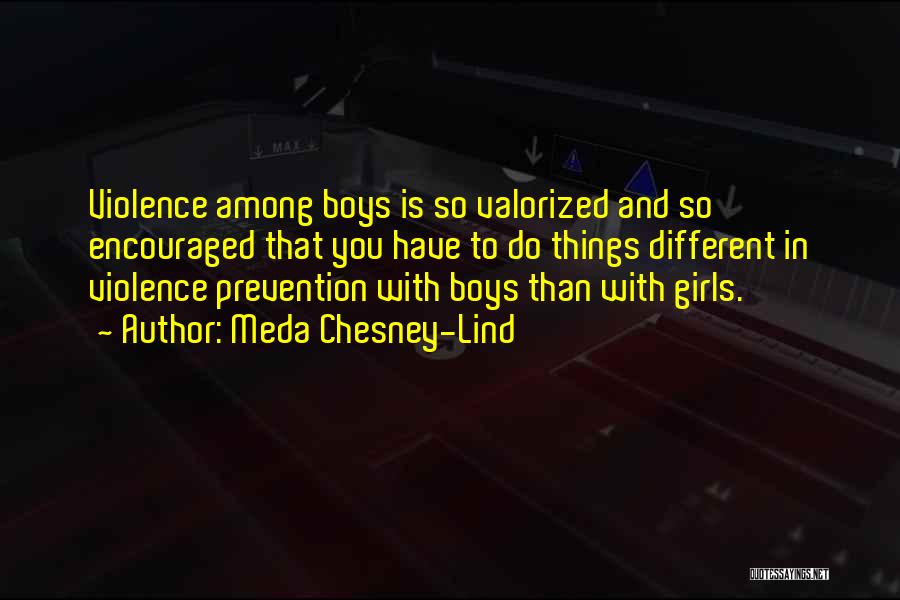 Meda Chesney-Lind Quotes: Violence Among Boys Is So Valorized And So Encouraged That You Have To Do Things Different In Violence Prevention With