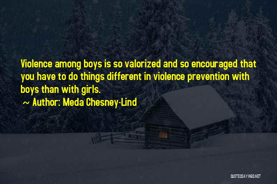 Meda Chesney-Lind Quotes: Violence Among Boys Is So Valorized And So Encouraged That You Have To Do Things Different In Violence Prevention With